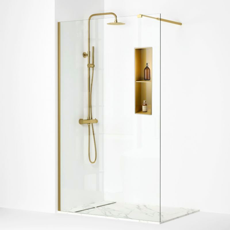 Niche murale avec étagère inox, 70,5x20,5 cm, doré brossé, Châtelet