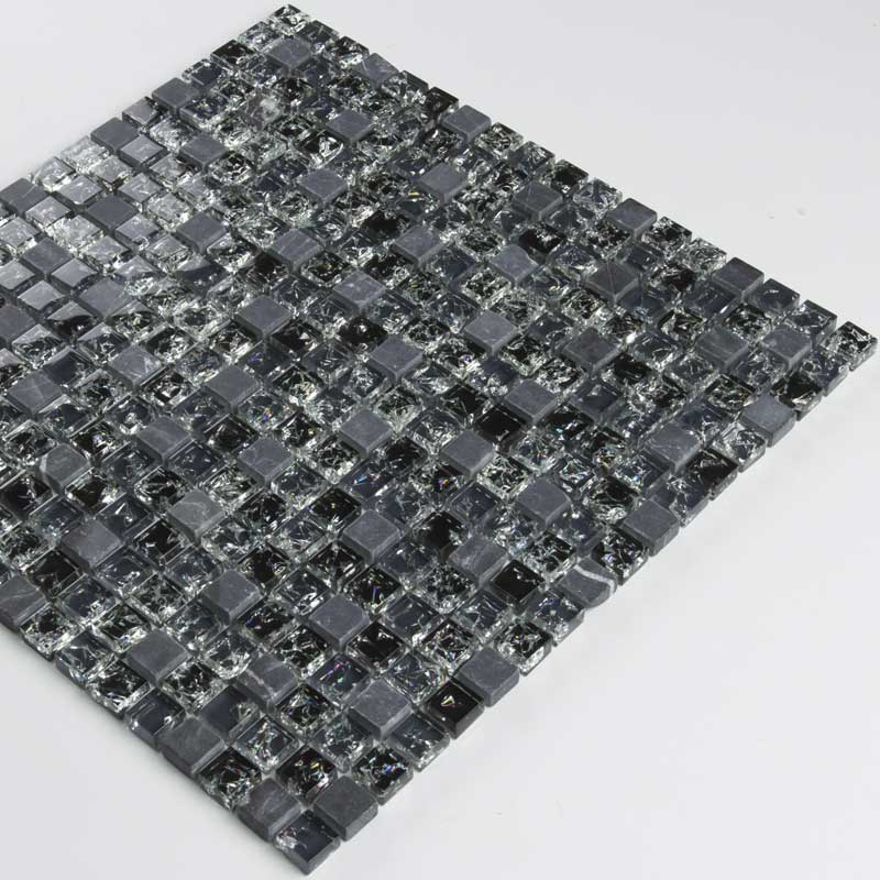 Mosaïque verre et cristal noir, 30,5x30,5 cm, City Mix Black