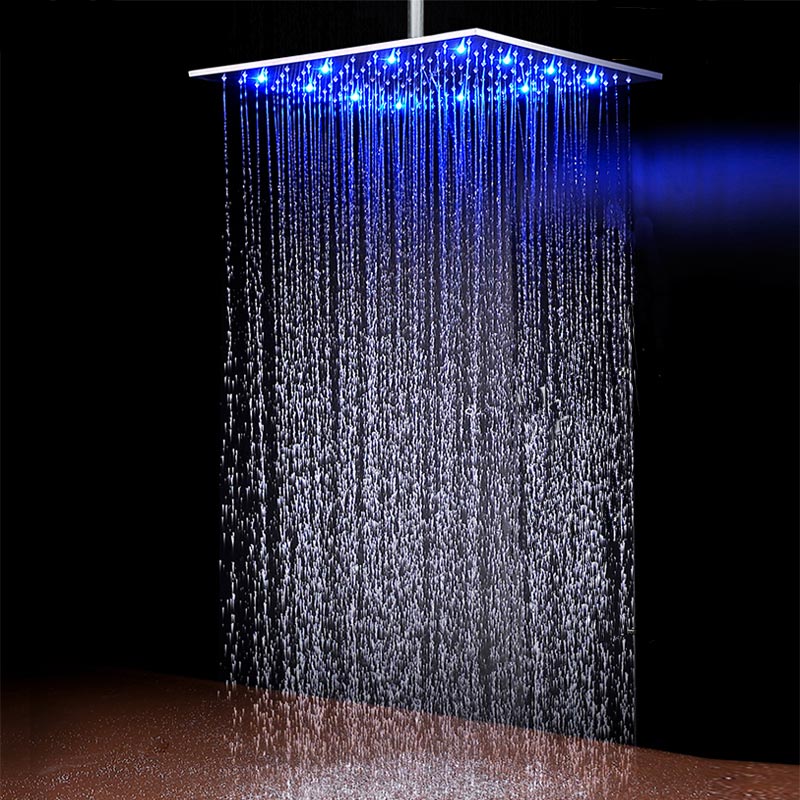 Composition de douche thermostatique, ciel de pluie 40x40 cm avec chromothérapie, Chrome, Colours