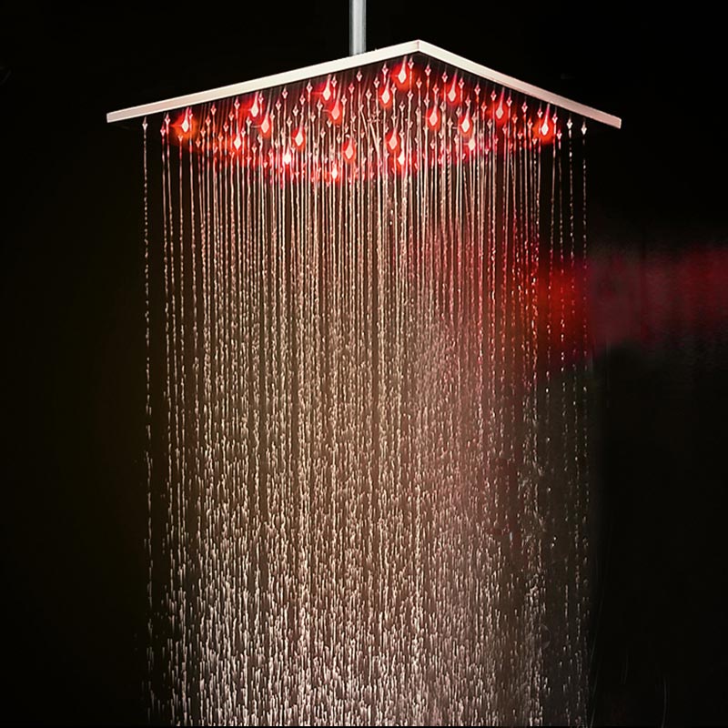Composition de douche thermostatique, ciel de pluie 40x40 cm avec chromothérapie, Chrome, Colours