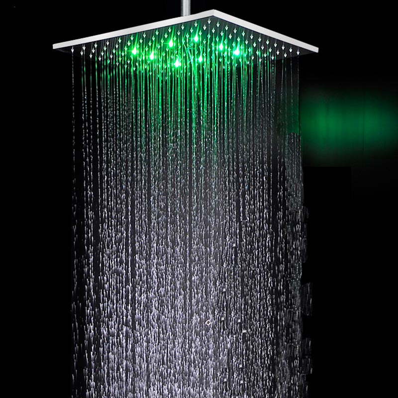 Composition de douche thermostatique, ciel de pluie 40x40 cm avec chromothérapie, Chrome, Colours