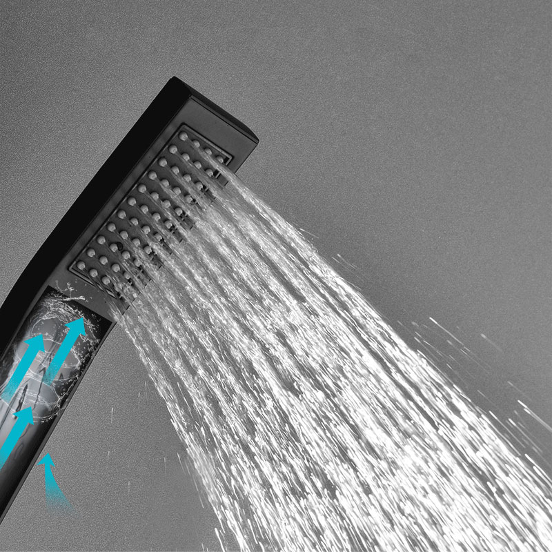 Composition de douche thermostatique, ciel de pluie 40x40 cm avec chromothérapie, Noir, Colours