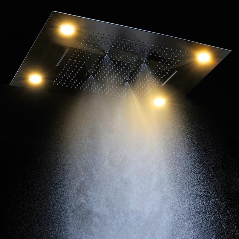Composition de douche thermostatique, ciel de pluie 80x60 cm avec chromothérapie, Colours