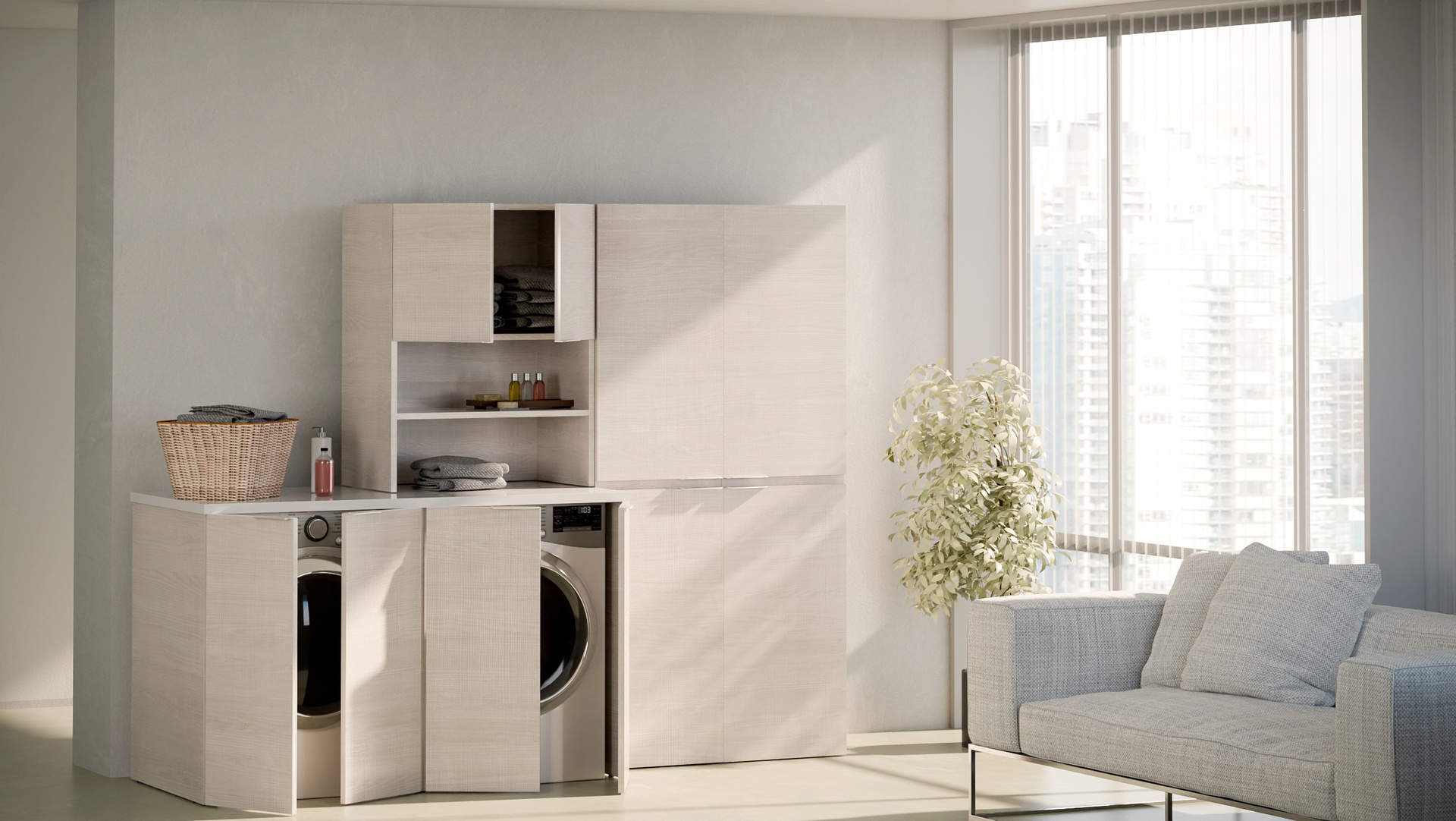 Ensemble meuble buanderie, compo M6.0, 230 cm