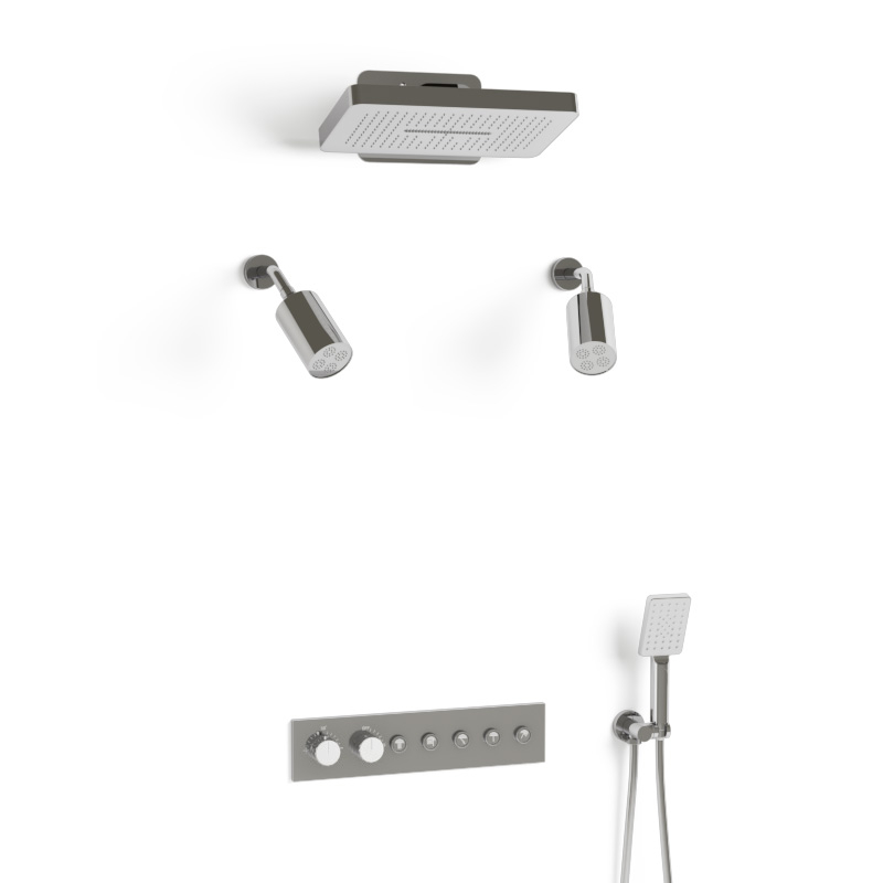 Douche thermostatique, ciel de douche carré et douches épaules, chromé Châtelet