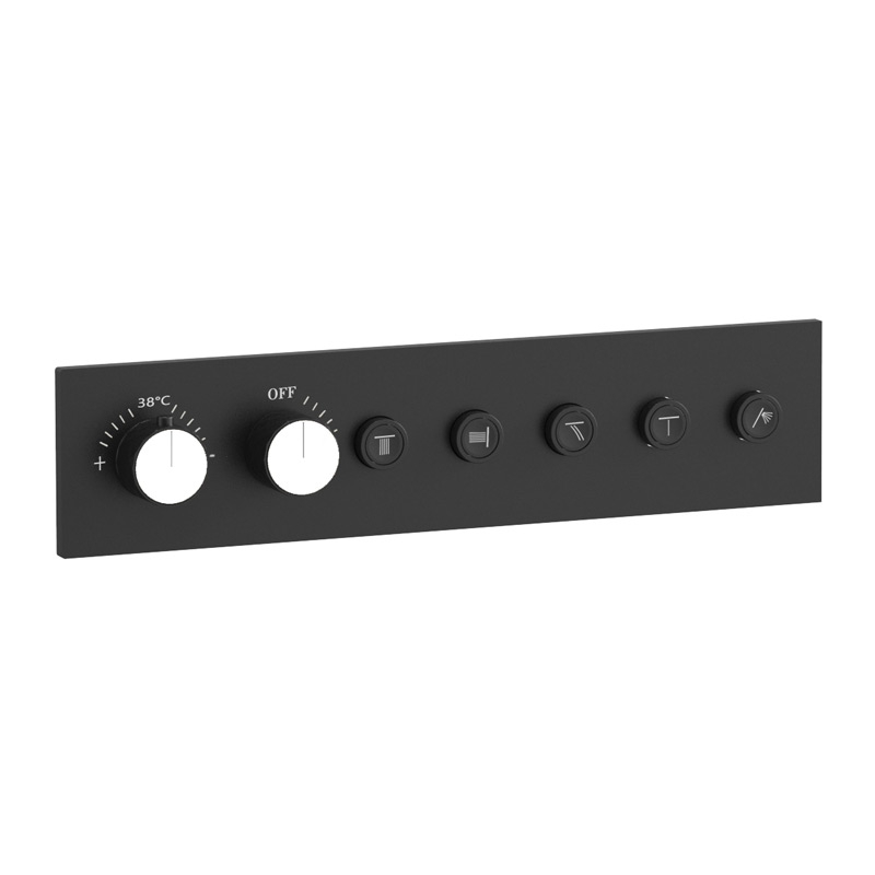 Douche thermostatique, ciel de douche carré et douches épaules, noir Châtelet