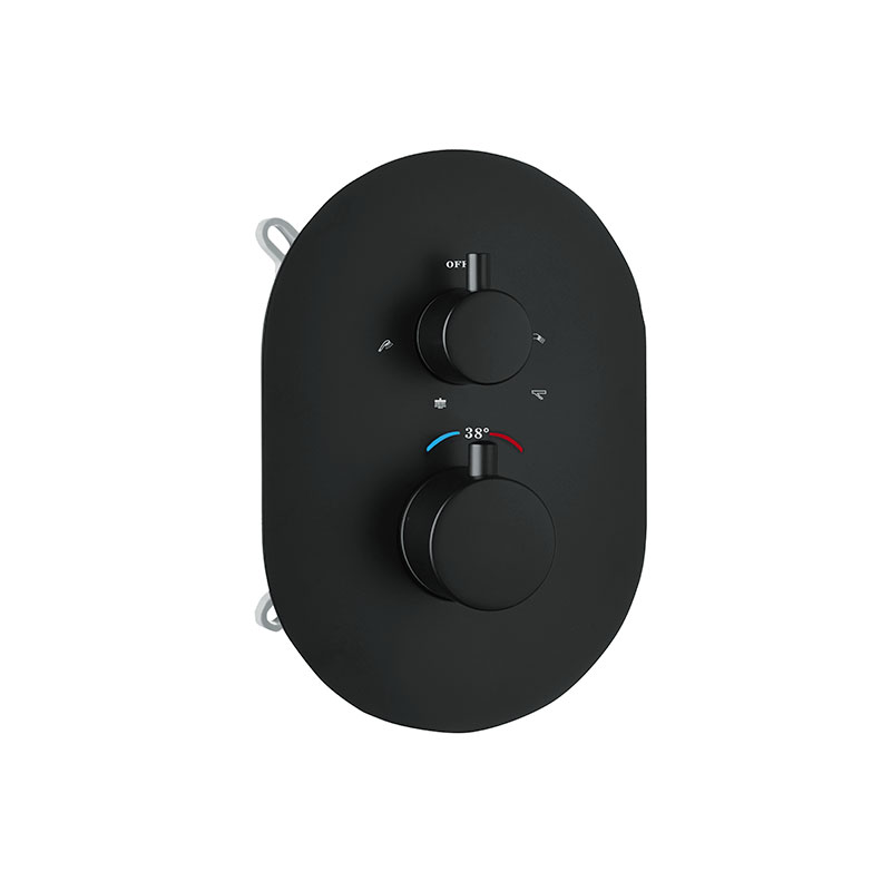 Composition bain-douche thermostatique avec ciel de pluie encastré noir mat, Châtelet