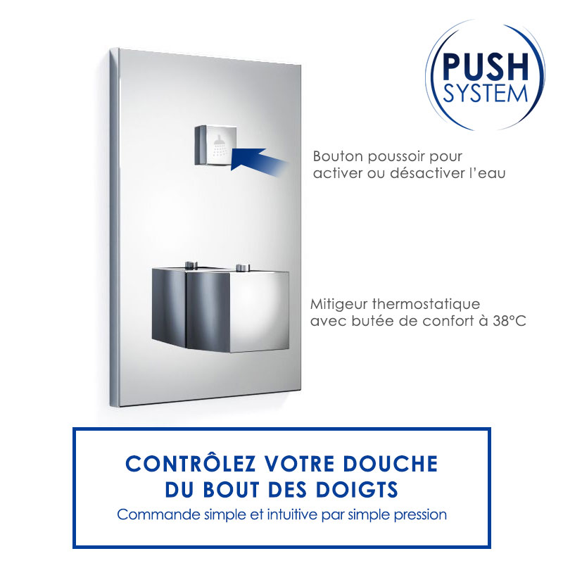 Pack douche thermostatique, 1 sortie, Push Line 1