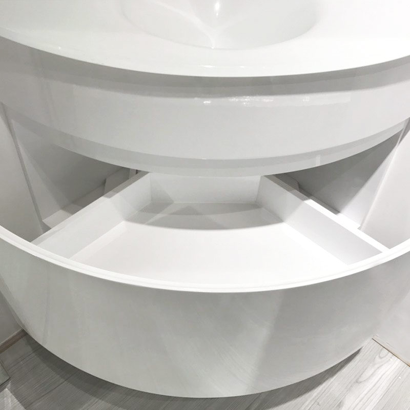 Lave-main d'angle avec plan-vasque en verre et rangement, 51x51 cm, Corner