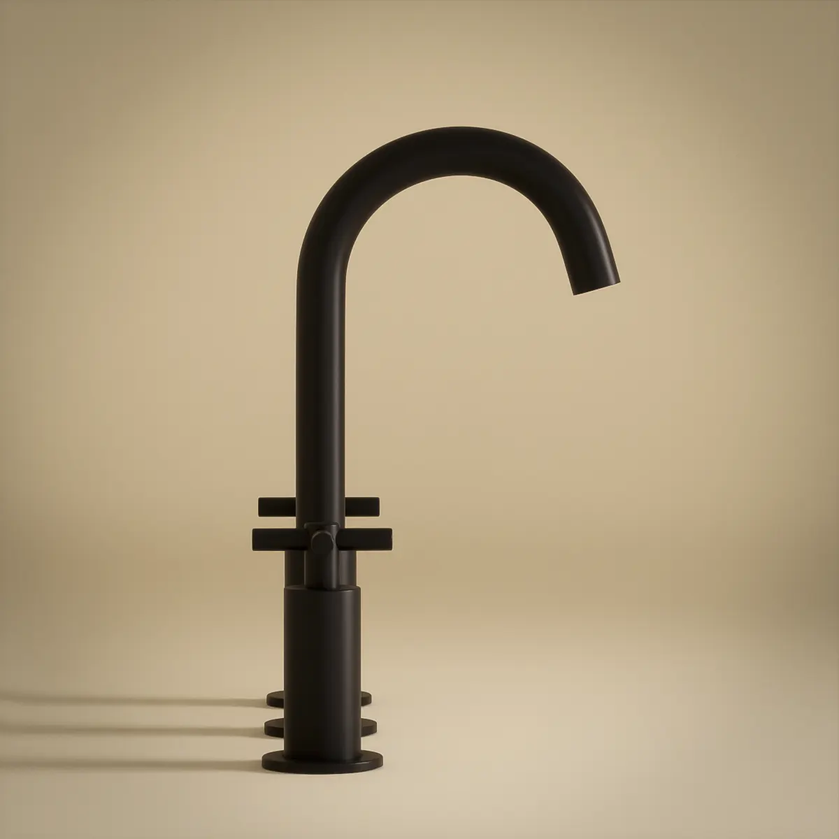 Robinet mélangeur lavabo 3 trous, noir brossé, Cross II