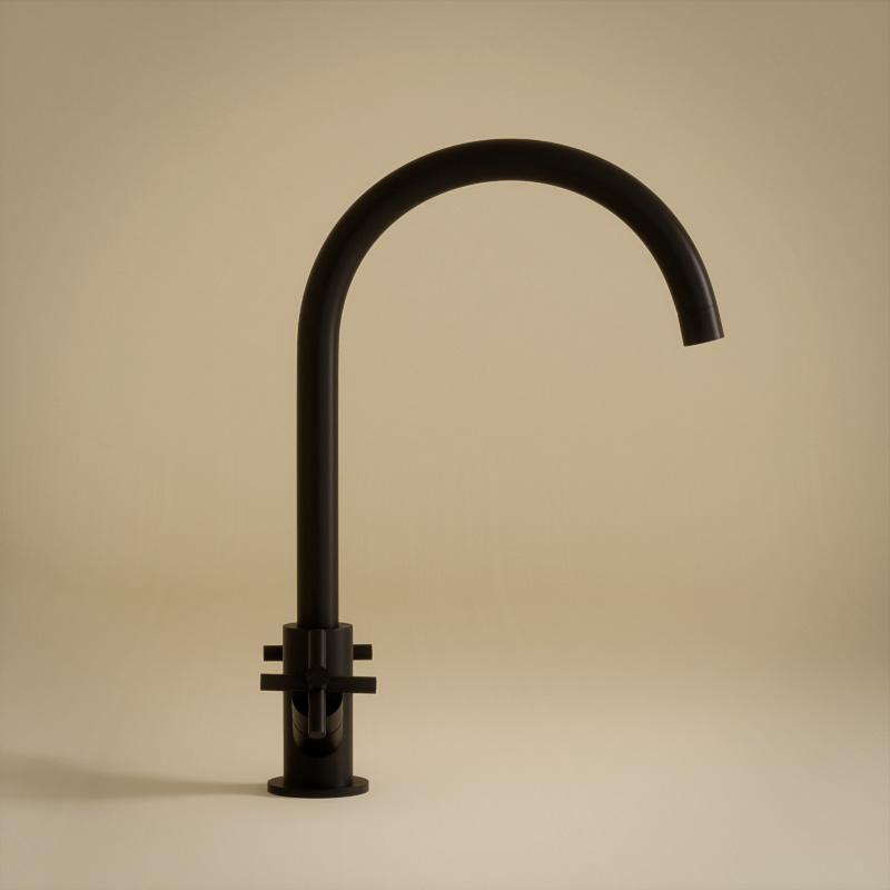 Robinet mélangeur lavabo, noir brossé, Cross II