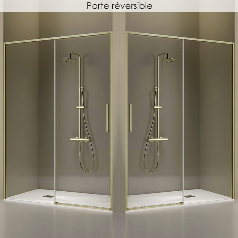 Porte de douche coulissante sur mesure, de 106 à 182.6cm, profilé doré mat, Delta