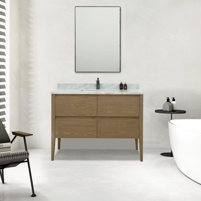 Meuble avec plan vasque, 120x50x90 cm, Fresne calacata, Diana