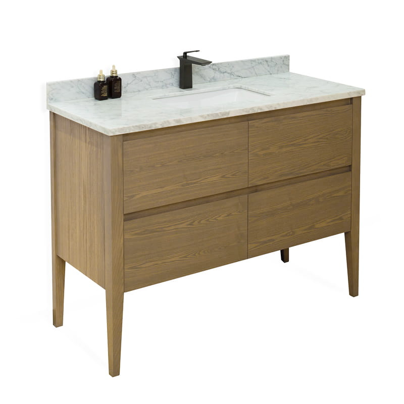 Meuble avec plan vasque, 120x50x90 cm, Fresne calacata, Diana
