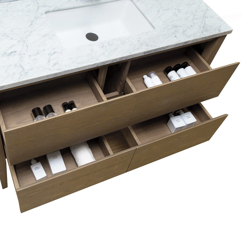 Meuble avec plan vasque, 120x50x90 cm, Fresne calacata, Diana