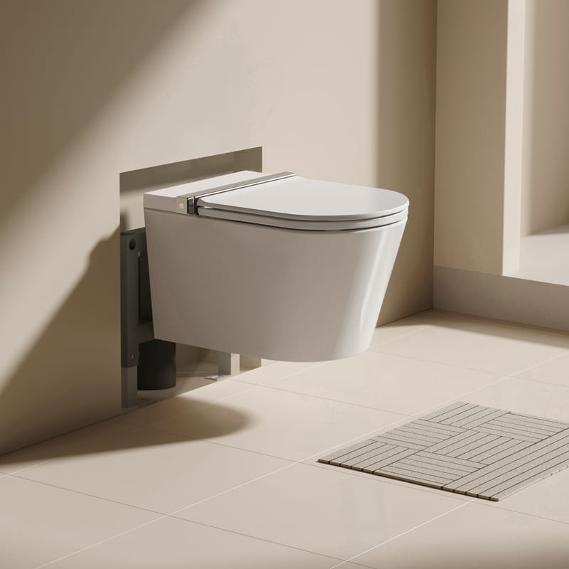 WC suspendu intelligent avec réservoir intégré + Bâti support, E-Flow