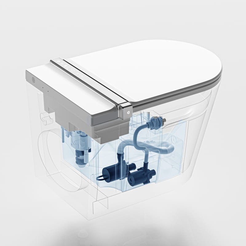 WC suspendu intelligent avec réservoir intégré + Bâti support, E-Flow