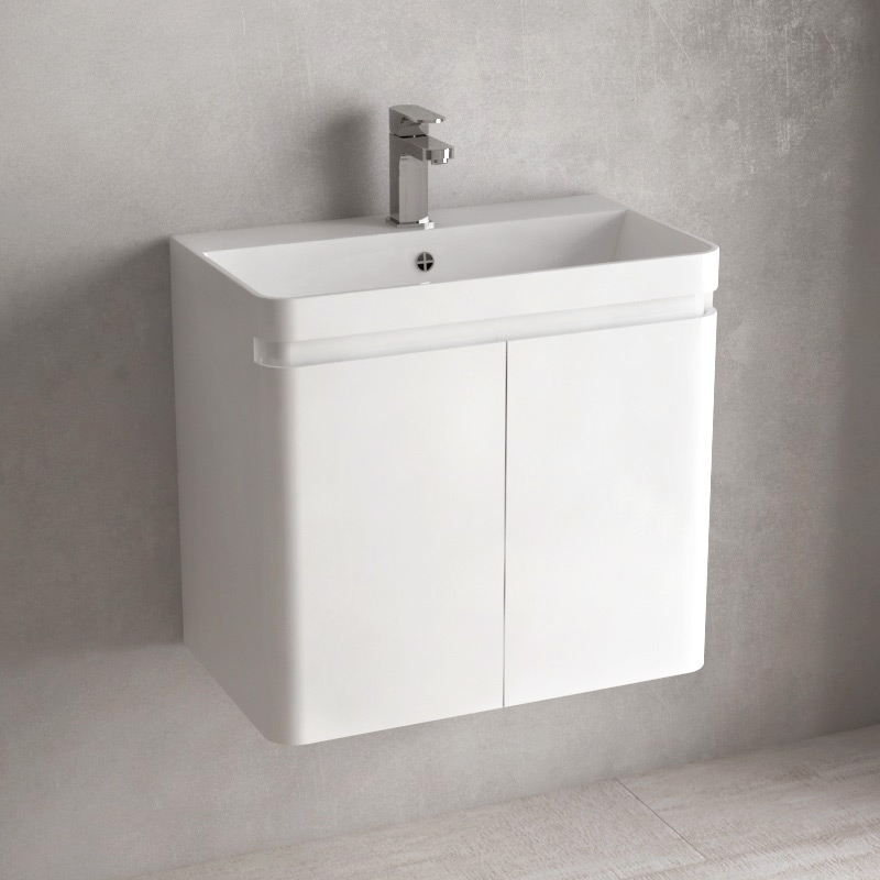 Meuble-vasque 60 x 35 cm, faible profondeur, Blanc,  Eze