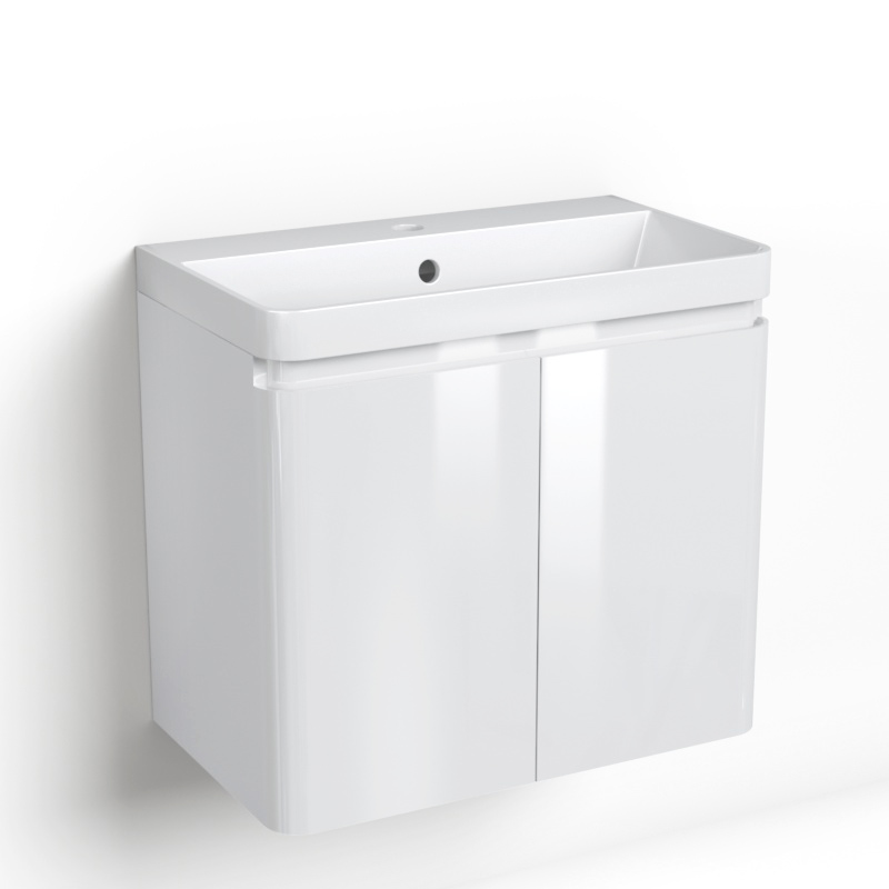 Meuble-vasque 60 x 35 cm, faible profondeur, Blanc,  Eze