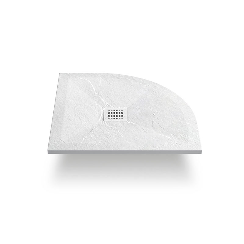 Receveur de douche 1/4 de rond 80 ou 90 cm, grille blanche, Composite Blanc, Fjord