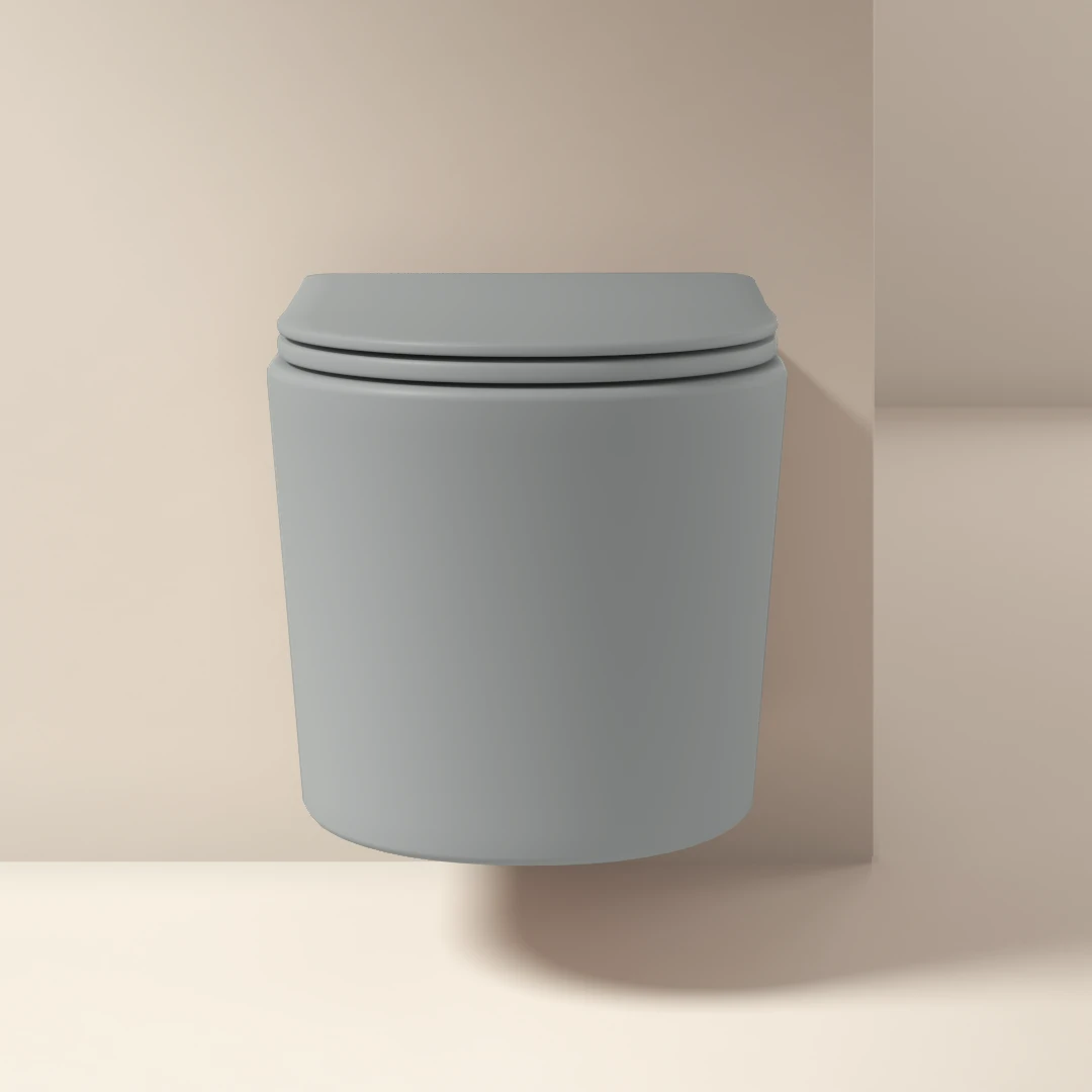 WC Suspendu compact, 49x36,5 cm, Gris ciment mat, Flavia