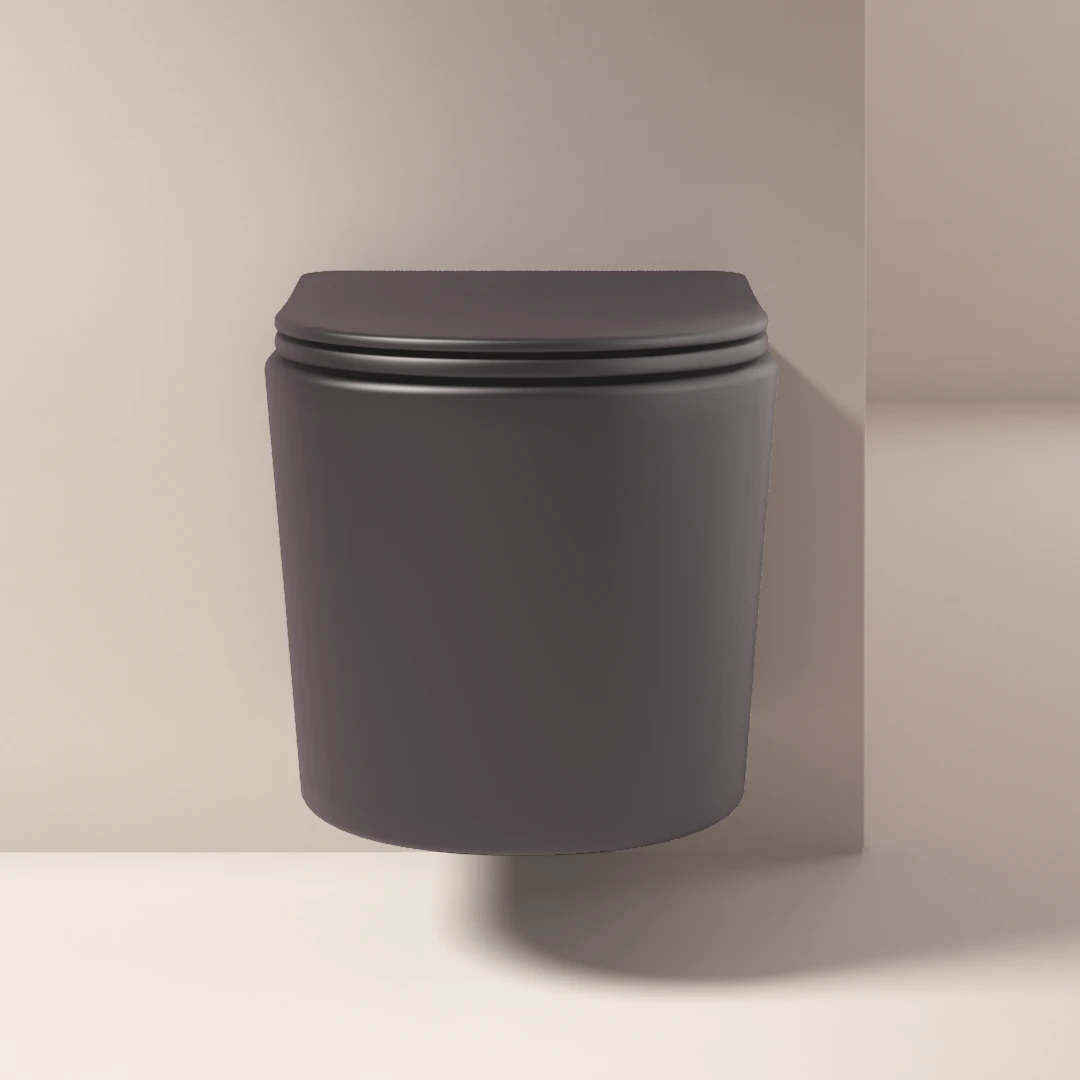 WC Suspendu compact, 49x36,5 cm, Gris foncé mat, Flavia