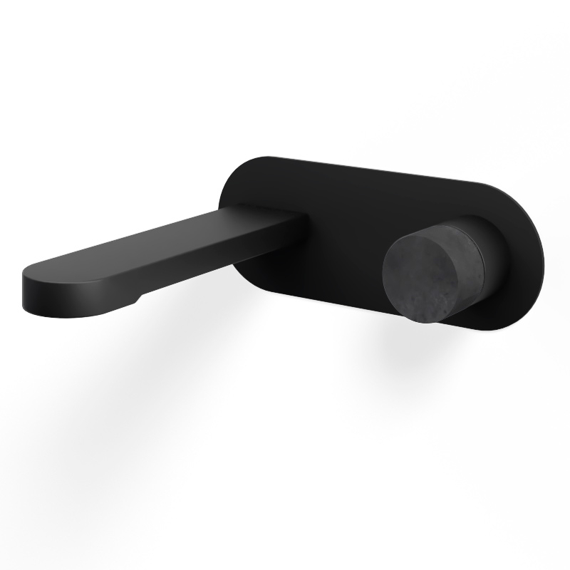 Mitigeur Lavabo encastré, noir mat, manette personnalisable, Flow Round