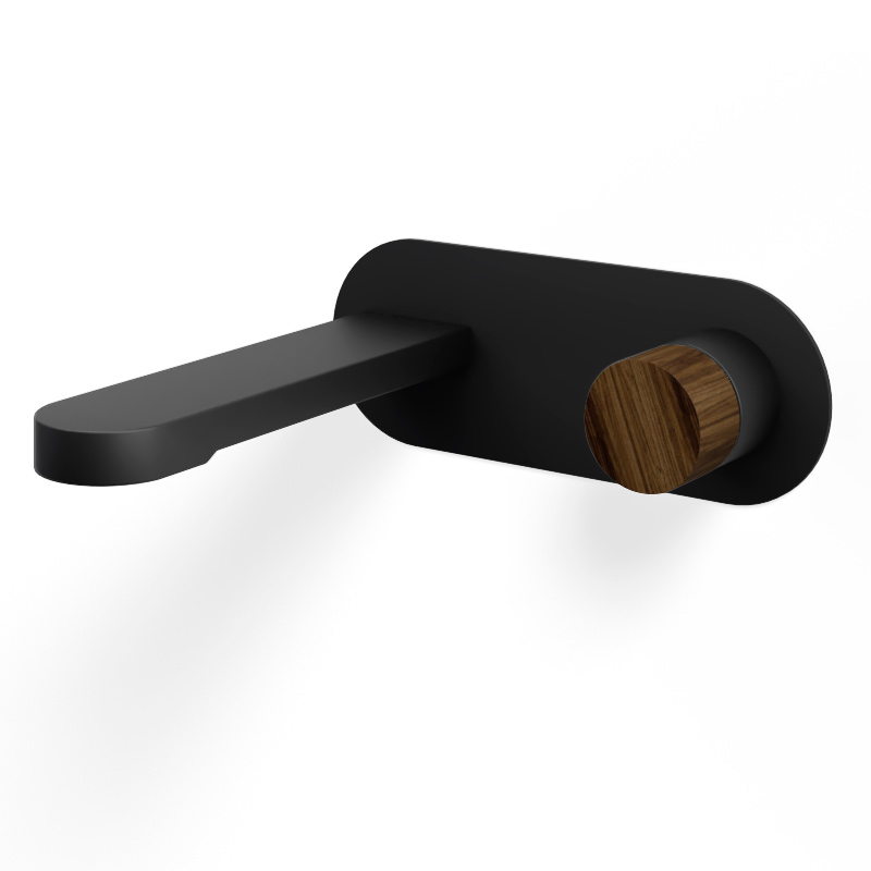 Mitigeur Lavabo encastré, noir mat, manette personnalisable, Flow Round