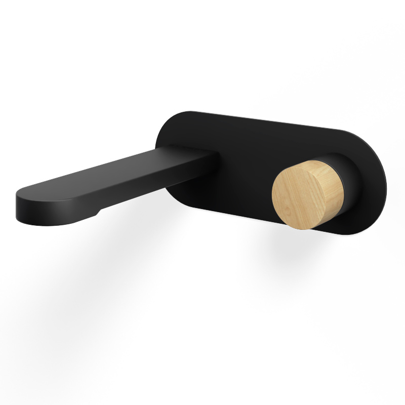 Mitigeur Lavabo encastré, noir mat, manette personnalisable, Flow Round