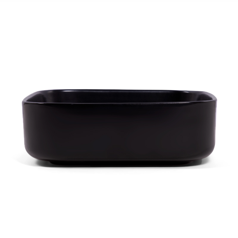 Vasque à poser 37,5 x 37,5 cm carrée, céramique, Noir mat, made in France, Kami