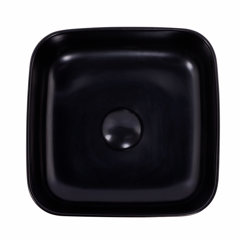 Vasque à poser 37,5 x 37,5 cm carrée, céramique, Noir mat, made in France, Kami