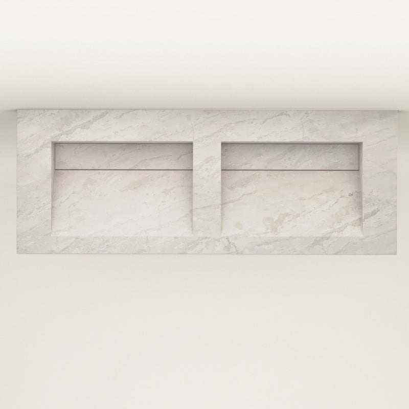 Plan 2 Vasques, 121x46x12, Marbre Cappucino, Lake