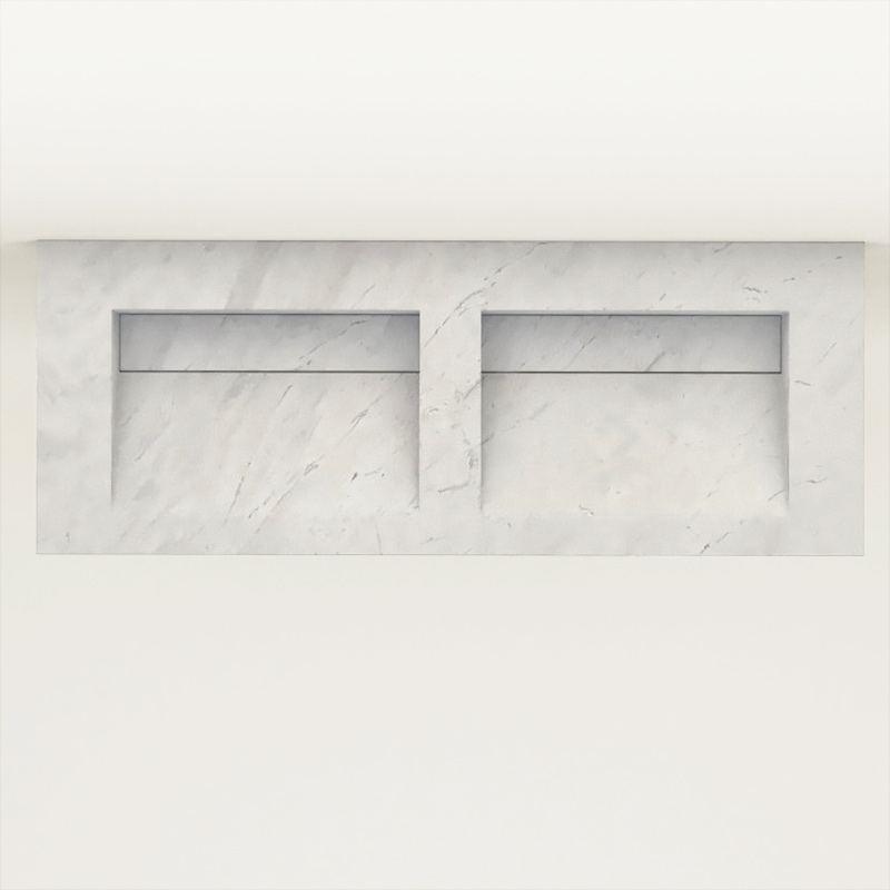 Plan 2 Vasques, 121x46x12, Marbre Elba White, Lake
