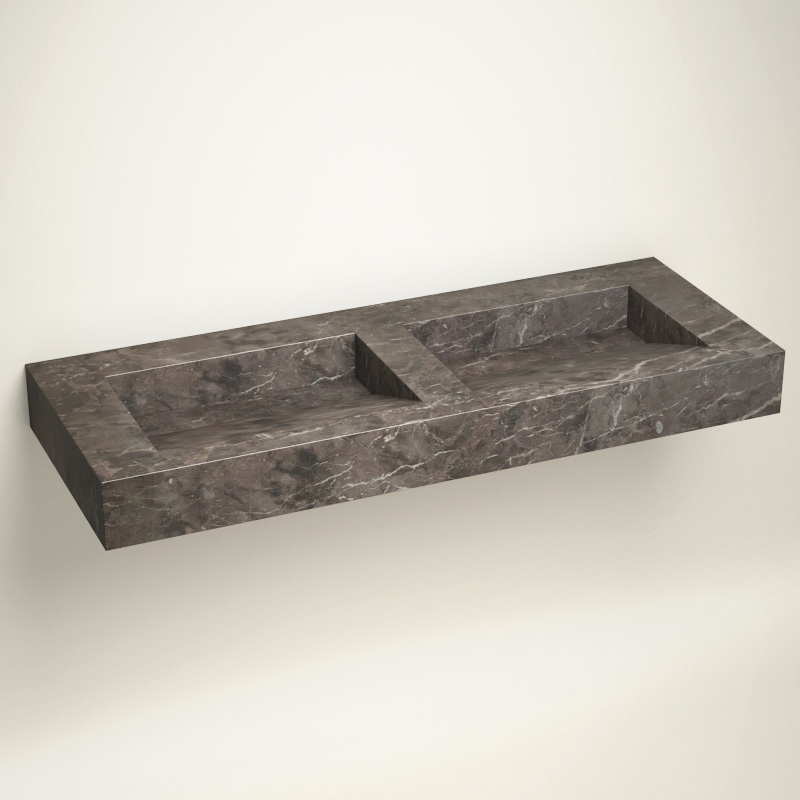 Plan 2 Vasques, 121x46x12, Marbre Turk Grey, Lake