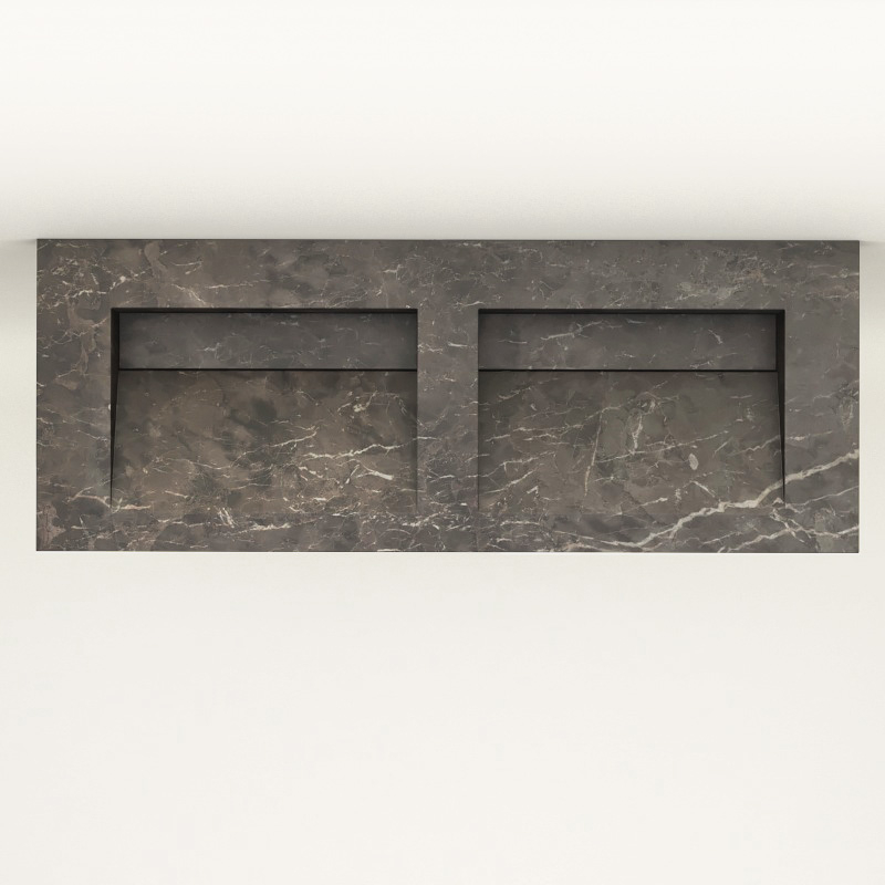Plan 2 Vasques, 121x46x12, Marbre Turk Grey, Lake
