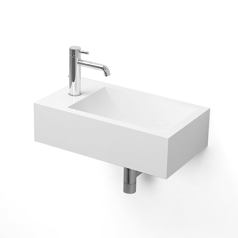 Lave mains suspendu 40x23 cm, gauche ou droite, Blanc mat
