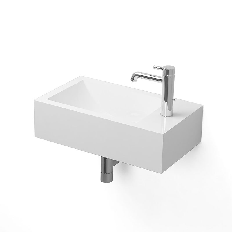 Lave mains suspendu 40x23 cm, gauche ou droite, Blanc mat