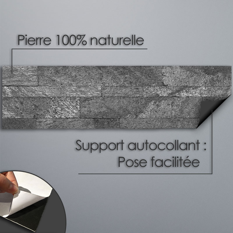 Pierre de parement auto-adhésive, 15 x 60 cm, London Sapphire