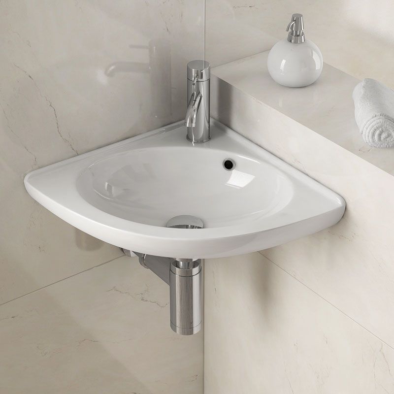 Lave-mains d'angle suspendu en céramique, Melodie