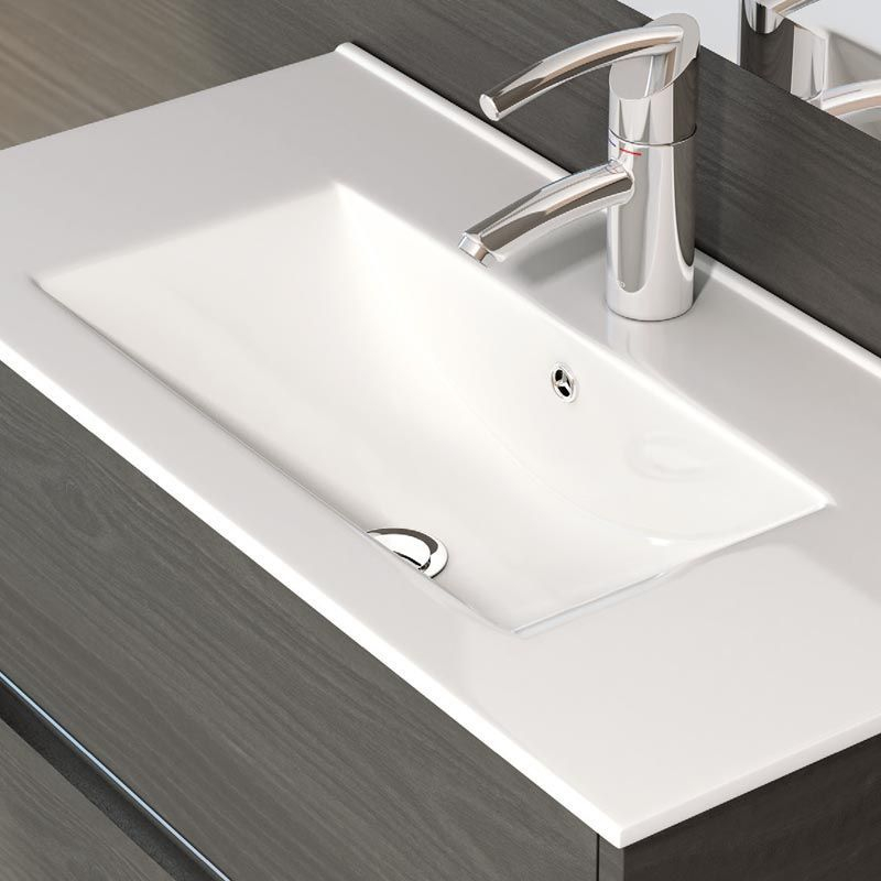 Meuble vasque 60x39cm faible profondeur, noir mat, One