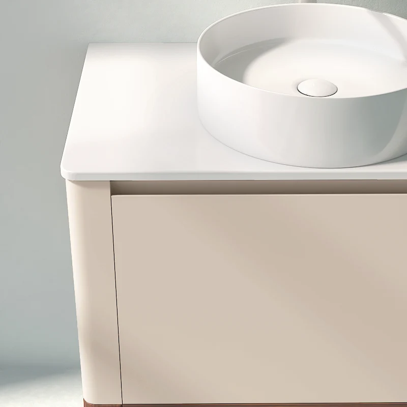 Meuble à poser beige, 80 cm, avec plan en résine minérale, Panthéon