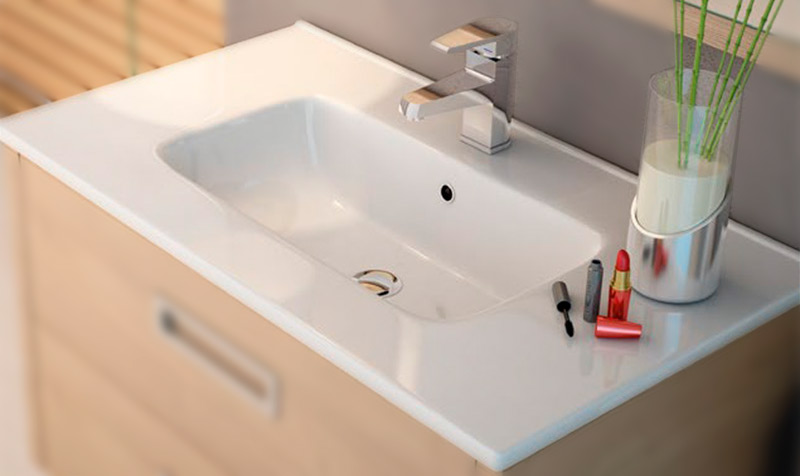 Meuble suspendu 80cm noir mat et plan vasque céramique blanc, One
