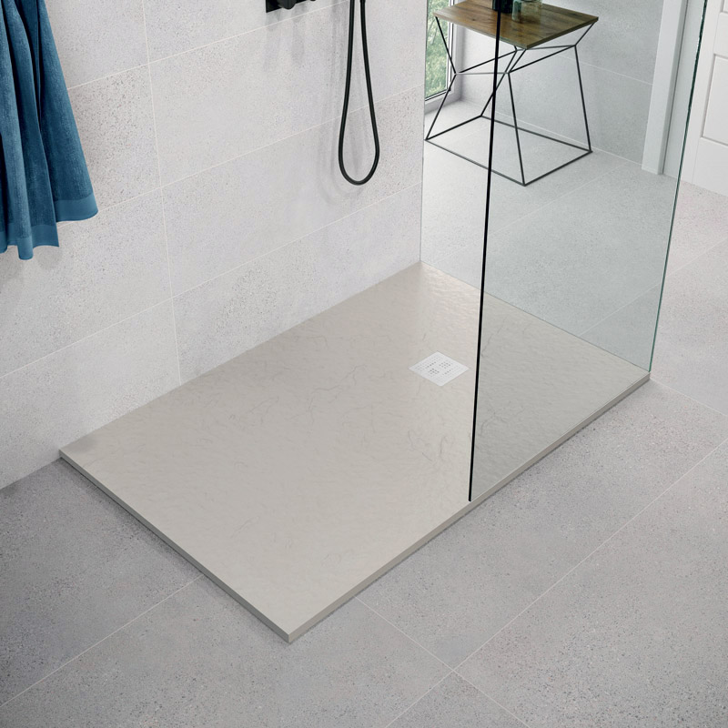 Receveur de douche 120x80 cm,  Beige + Grille + Bonde, Nuance