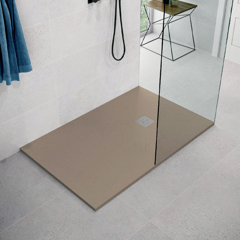 Receveur de douche 140x90 cm,  Cappuccino+ Grille + Bonde, Nuance