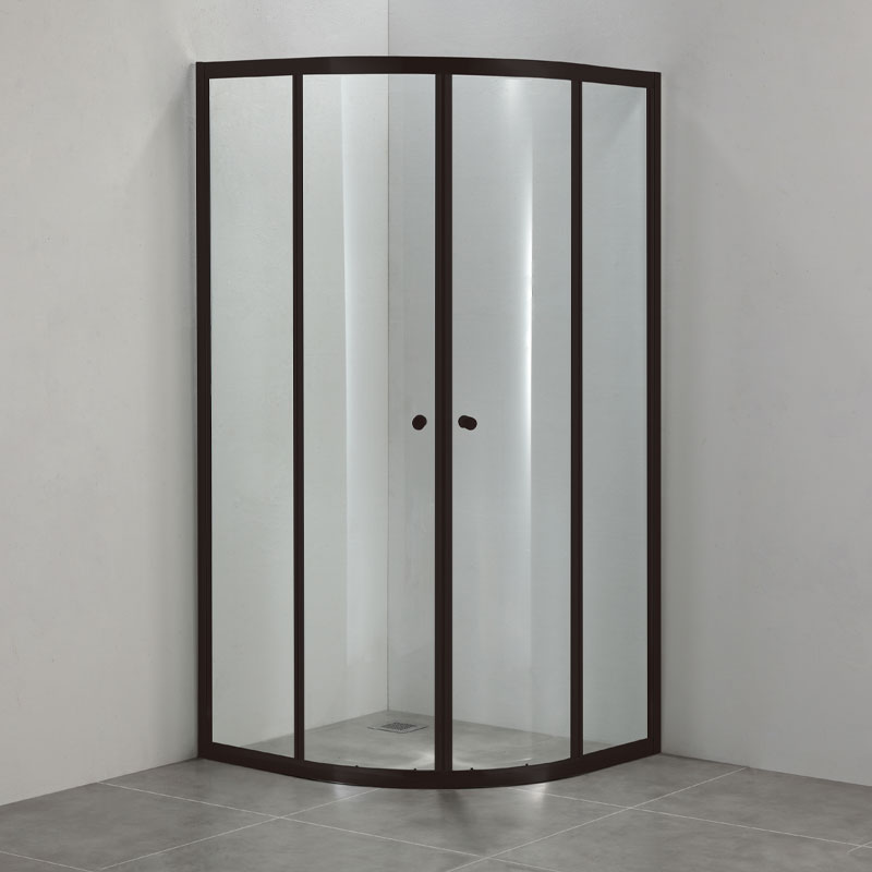Cabine de douche 1/4 de rond 80x80 ou 90x90 cm, Noir mat, Orea