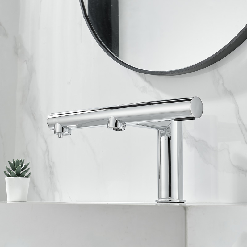 Robinet Electronique + Distributeur de savon + Sèche-mains sur plage, Chrome, Orly Air