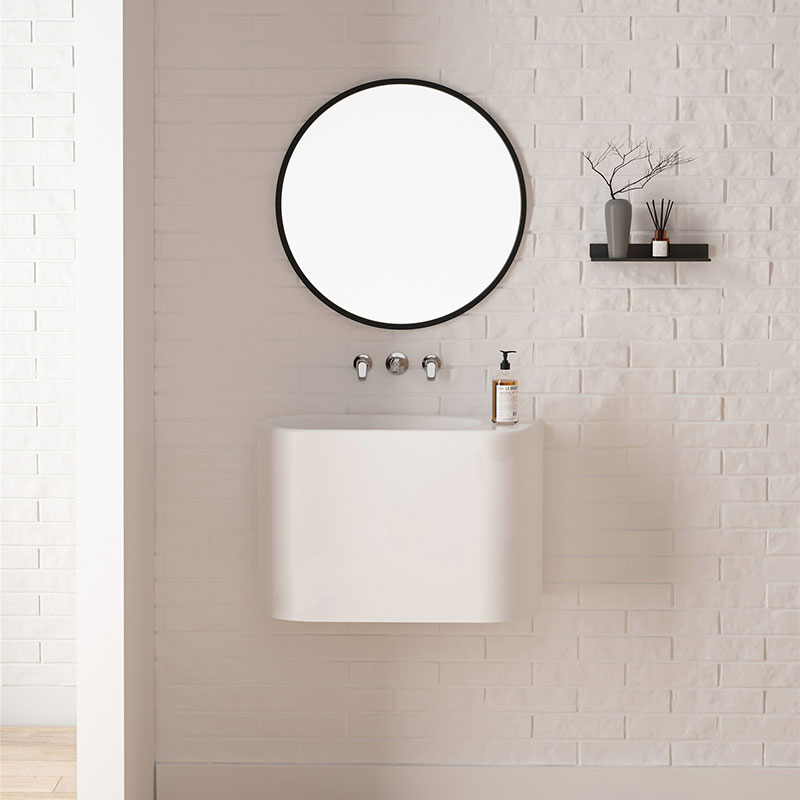 Lave-mains 43 x 22 cm, sans trou de robinet, blanc mat, Ovalo