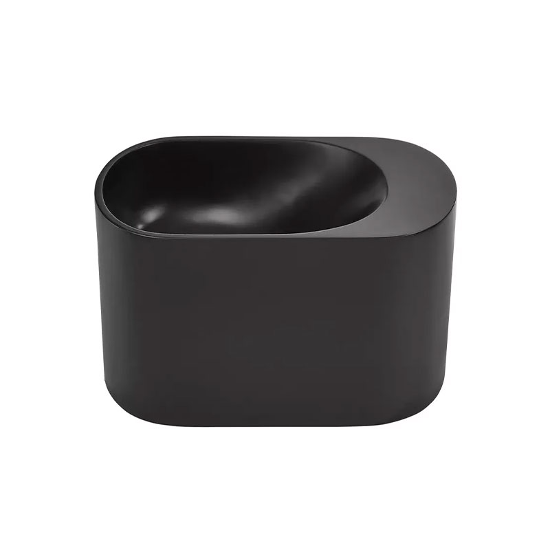 Lave-mains 43 x 22 cm, sans trou de robinet,  noir mat, Ovalo