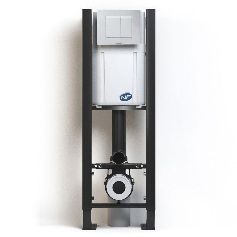 Bâti compact WIRQUIN + Plaque de déclenchement blanche + WC suspendu Alto Rimless - Pack WC suspendu