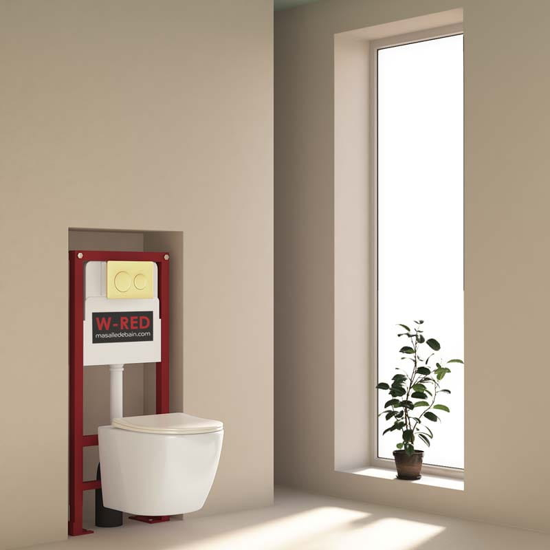 PACK Bati-support STANDARD Autoportant W-RED + plaque blanche + WC Kivu